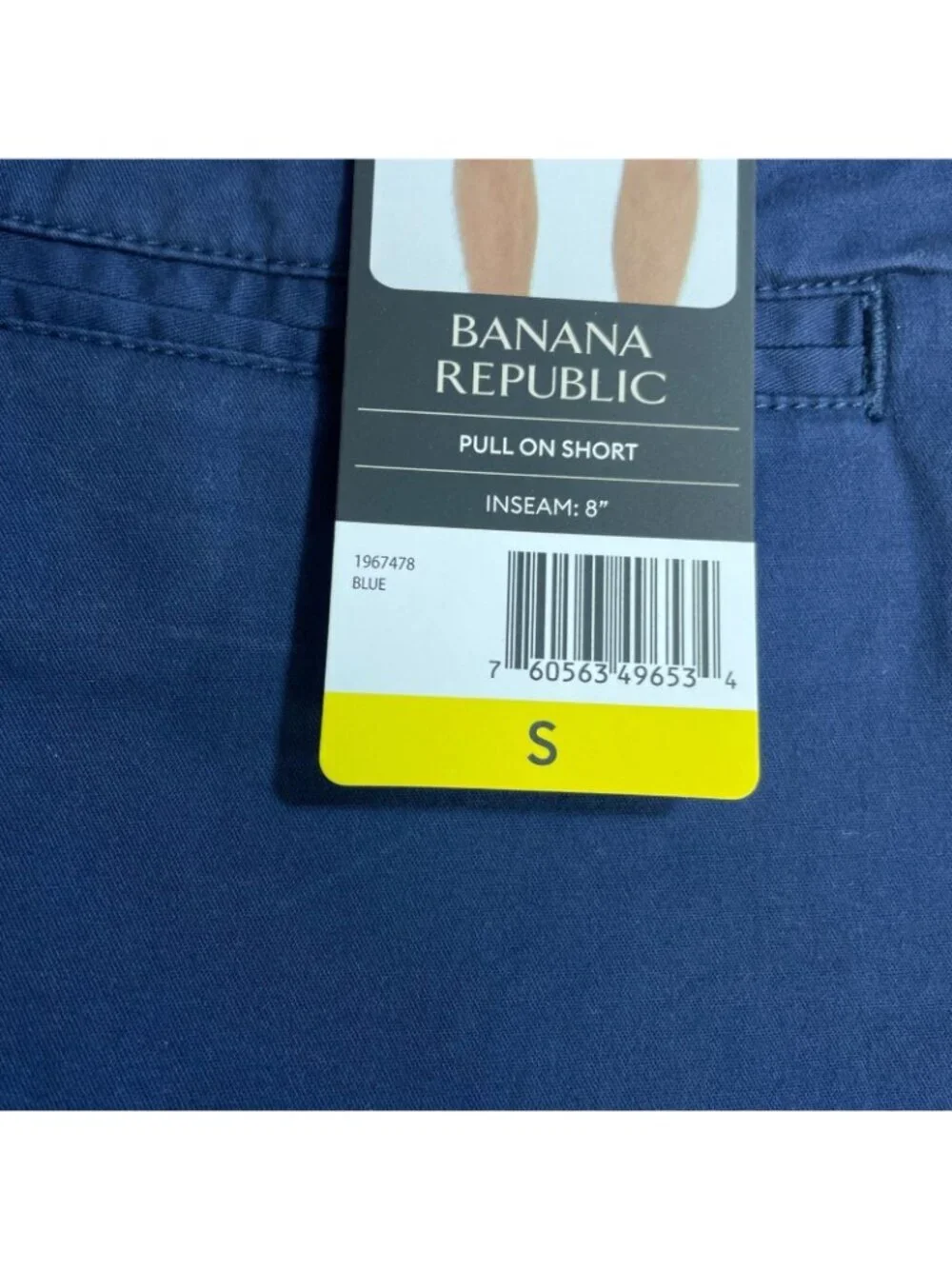 NWT Banana Republic Men's S Pull-On Chino Shorts Blue Elastic Waist